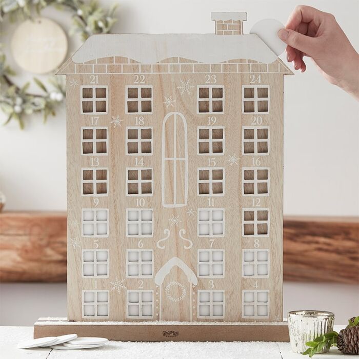 Ginger Ray Reusable Wooden Advent Calendar House.