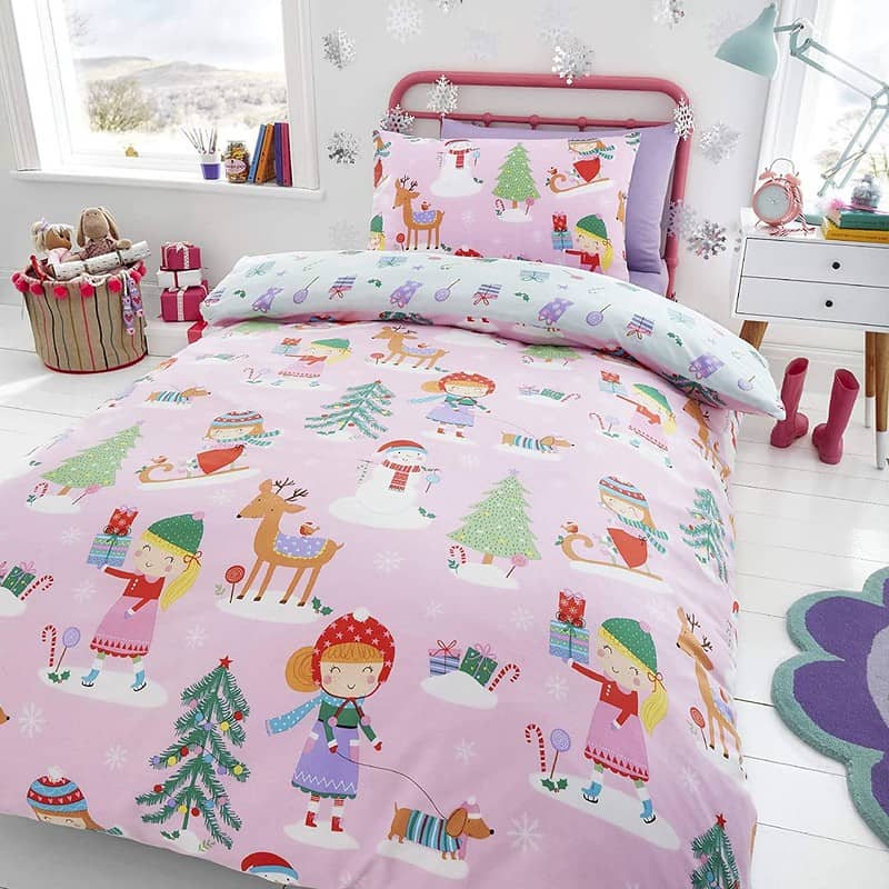 Children's Pink Christmas Bedding - Happy Linen Company