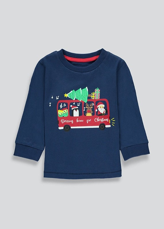 Matalan Boys Long Sleeve Christmas Bus T-Shirt
