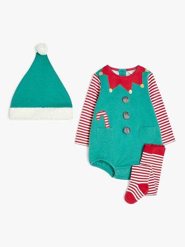 John Lewis Elf Bodysuit With Tights & Ha