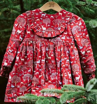 Alioli Kids Girls Red Woodland Christmas Dress