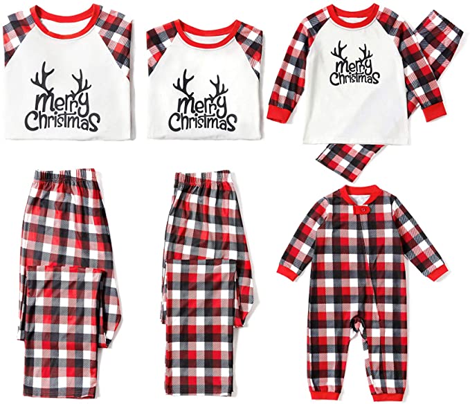 Yaffi Family Matching Deer And Plaid PJs Set.