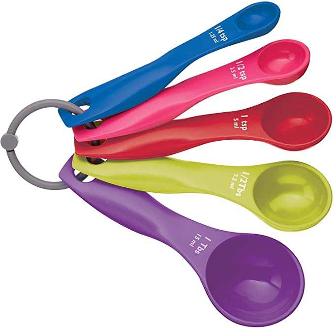 KitchenCraft Colourworks 5 Piece Measuring Spoon Set.