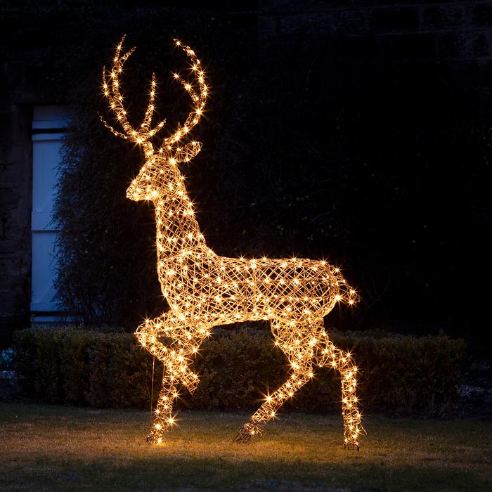 Lights4Fun Rattan Stag Outdoor Christmas Figure.