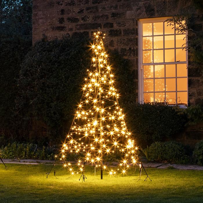 Lights4Fun Two Metre Warm White LED Fairybell Outdoor Christmas Tree.
