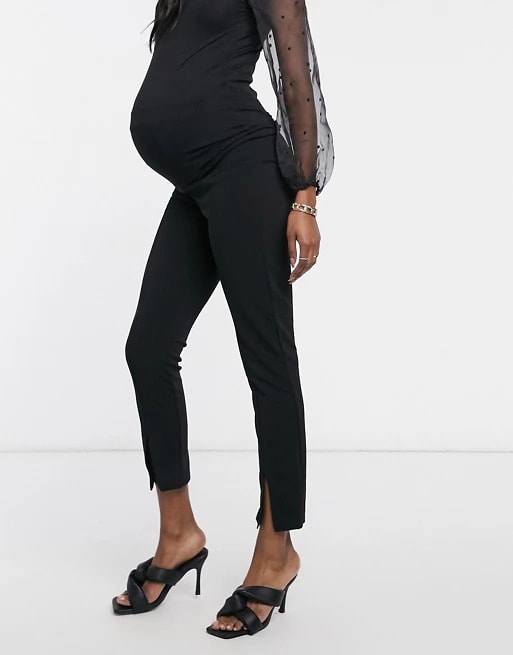 Missguided Maternity Cigarette Trousers With Split Hem Black