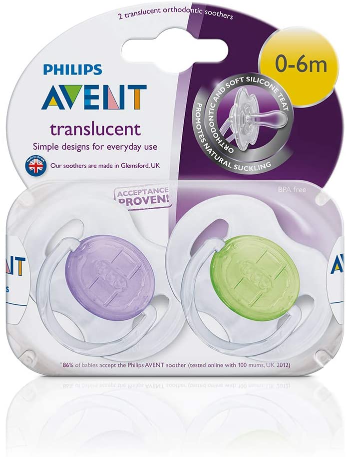 Philips Avent Silicone Translucent Soother Two Pack
