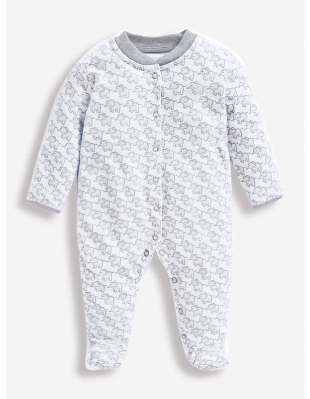 Little Elephants Baby Sleepsuit - Jojo Maman Bebe