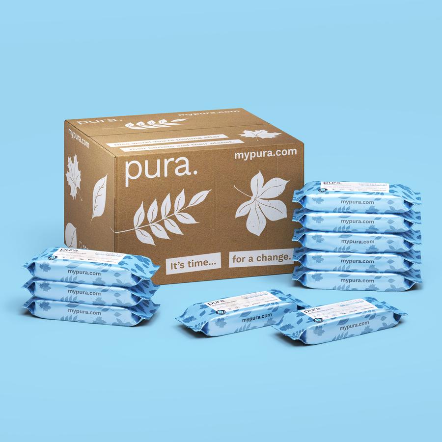 Pura Flushable Biodegradable 100% Plastic-Free Wipes