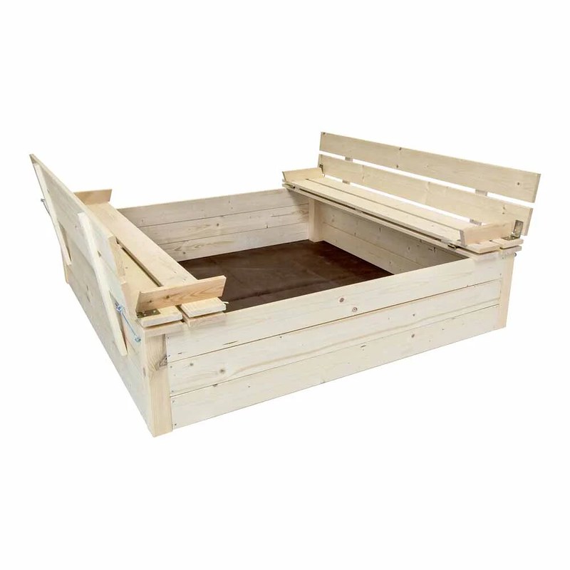Charles Bentley Square Wooden Sandpit With Benches