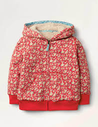 Boden Shaggy-Lined Hoodie - Cherry Tomato Vintage Daisy.