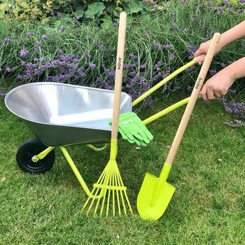 Harmony At Home Personalised Wheelbarrow And Wooden Gardening Set. .