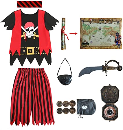 Sincere Party 8 Piece Kids' Pirate Costume.