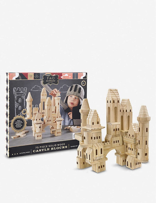 FAO Schwarz Wooden Castle Building Blocks Set