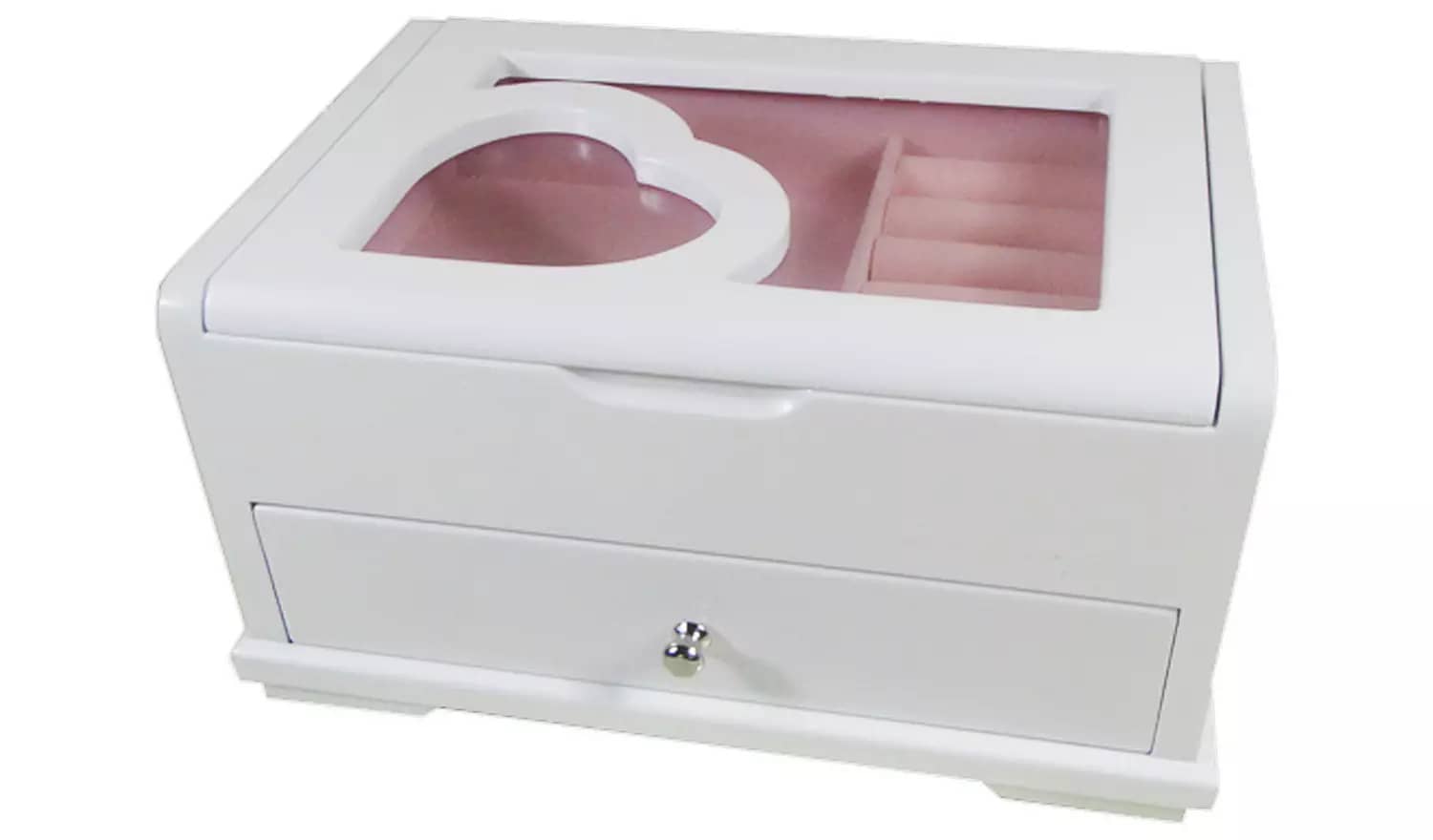 Argos White Heart Wooden Jewellery Box