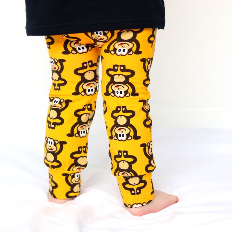 Fred and Noah Yellow Monkey Child and Baby Leggings.