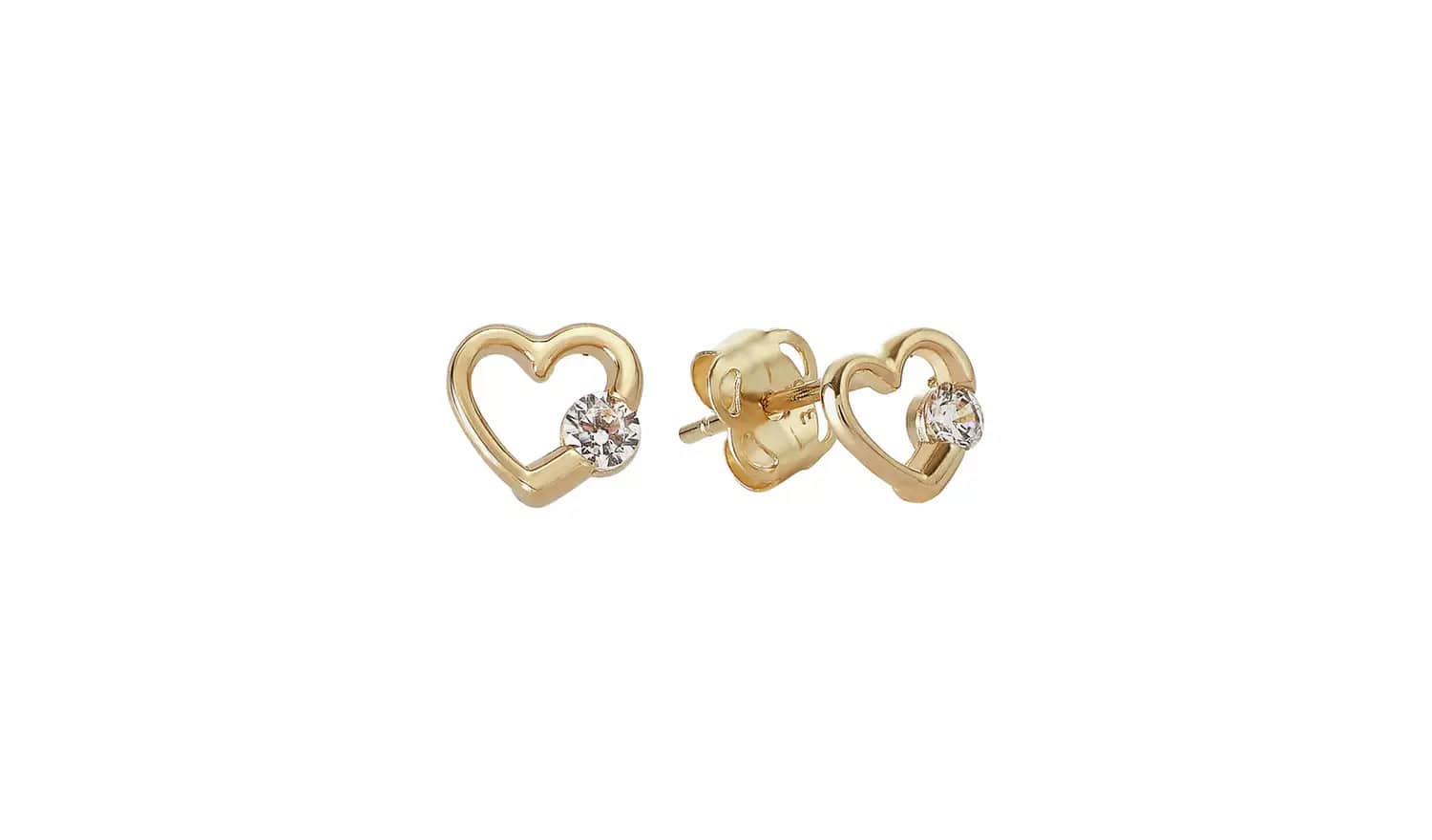 Revere Kid's 9ct Yellow Gold Heart Stud Earrings