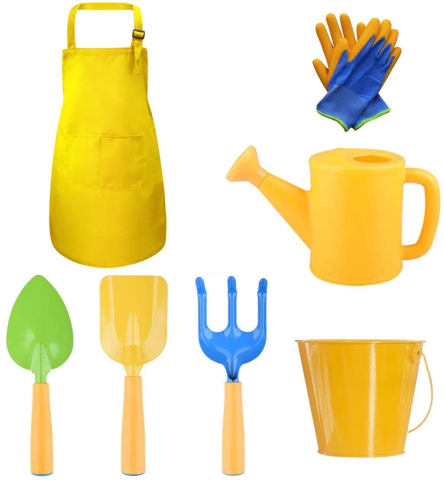 FUQUN Gardening Tool Set for Kids Children, 7 Piece Garden tool set for Kids