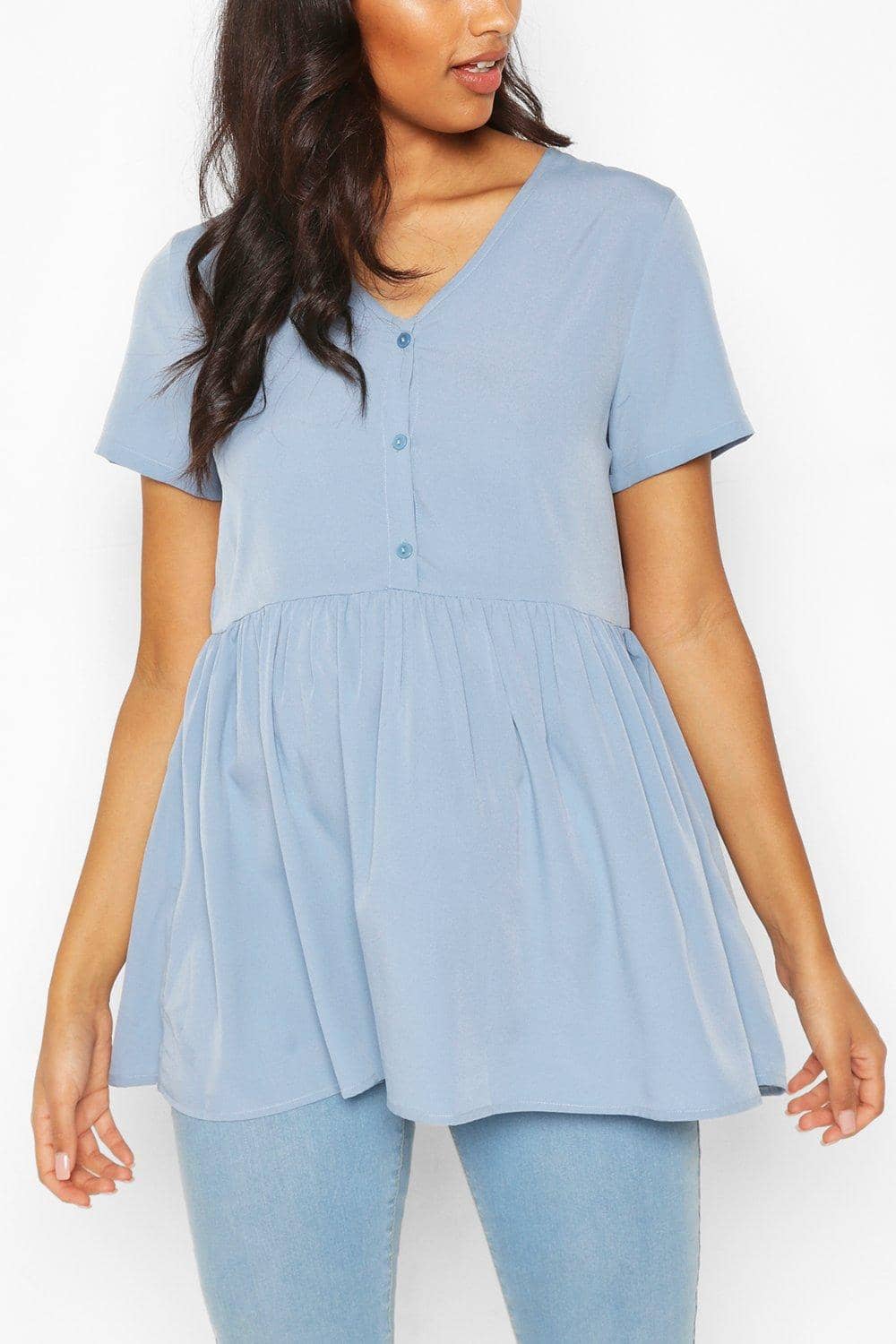 Boohoo Maternity Button Front Woven Smock Top