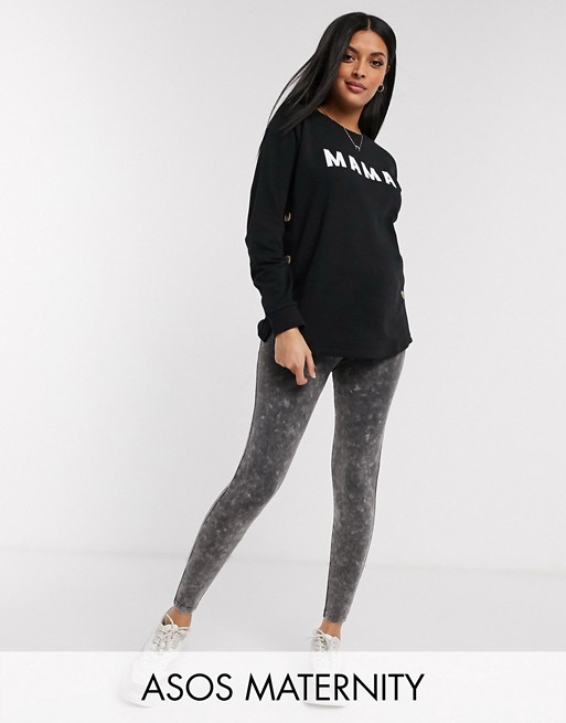 ASOS Design Maternity Legging In Acid Wash.