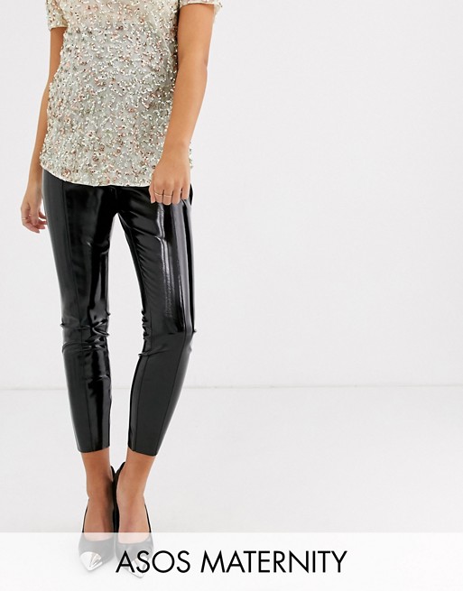 ASOS Design Maternity Spray-On Vinyl Over The Bump Trouser.