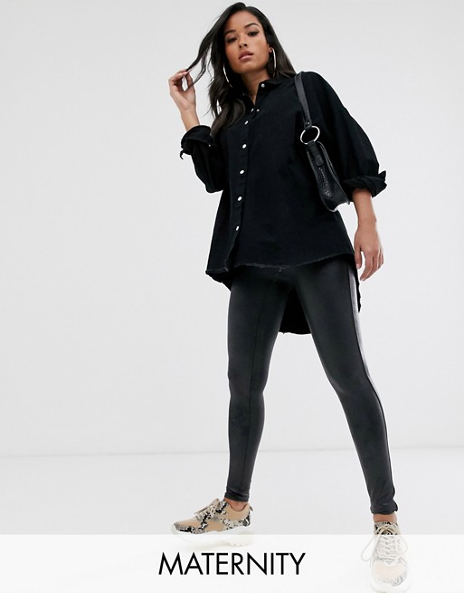 Spanx Mama Leather High Waist Sculpting Leggings.