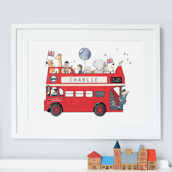 Personalised Children's London Bus Picture Print.