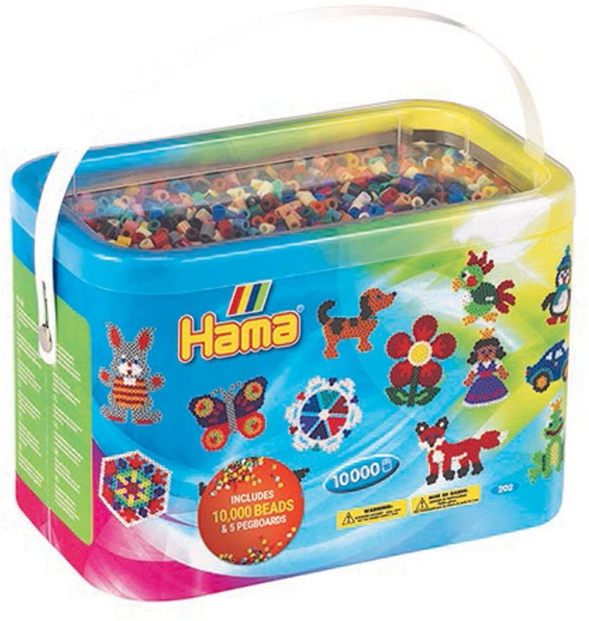 Hama Beads 10,000 Beads And 5 Pegboards Tub.