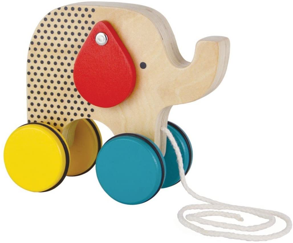 Petit Collage Jumping Jumbo Elephant Wood Pull Toy