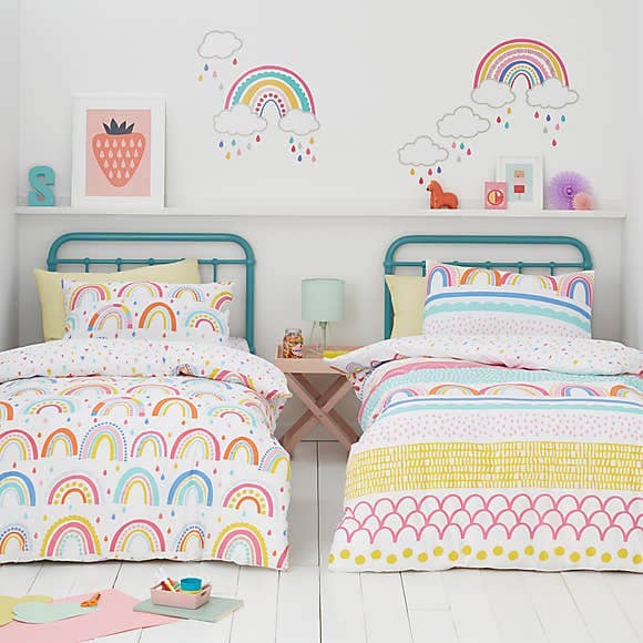 Elements Rainbow Geometric 100% Cotton Duvet Cover and Pillowcase Twin Pack Set - Dunelm