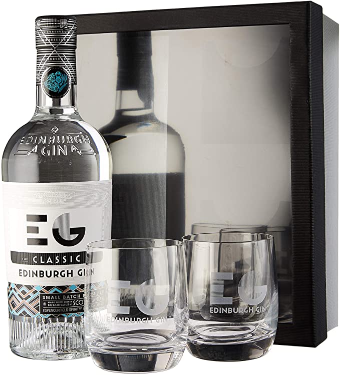 Classic Gin With Two Glasses Gift Set, Edinburgh Gin.