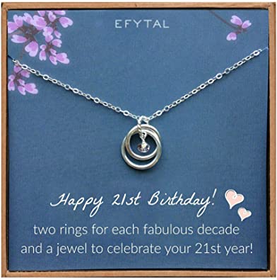 EFYTAL 21st Birthday Sterling Silver Necklace.