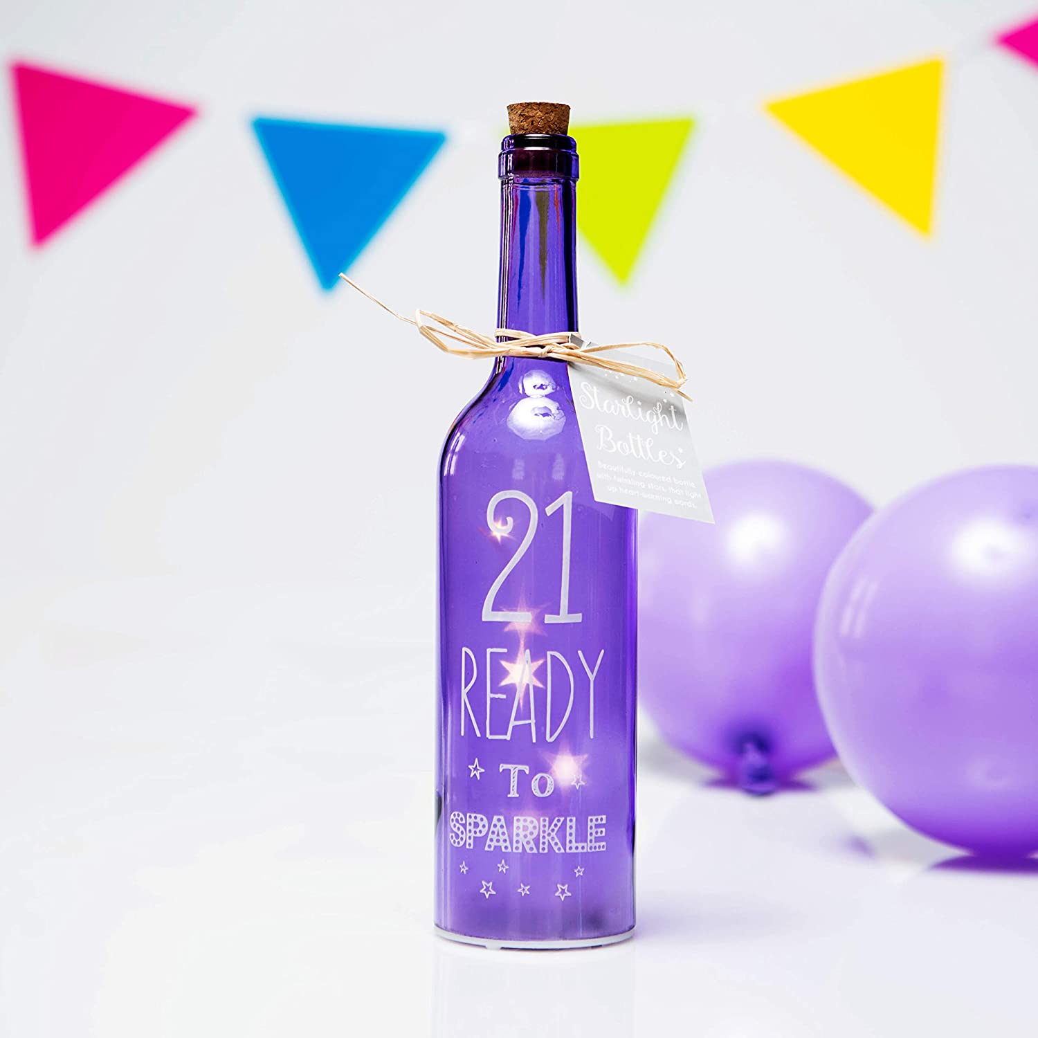 Boxer Gifts Light-Up LED '21' Glass Starlight Bottle.