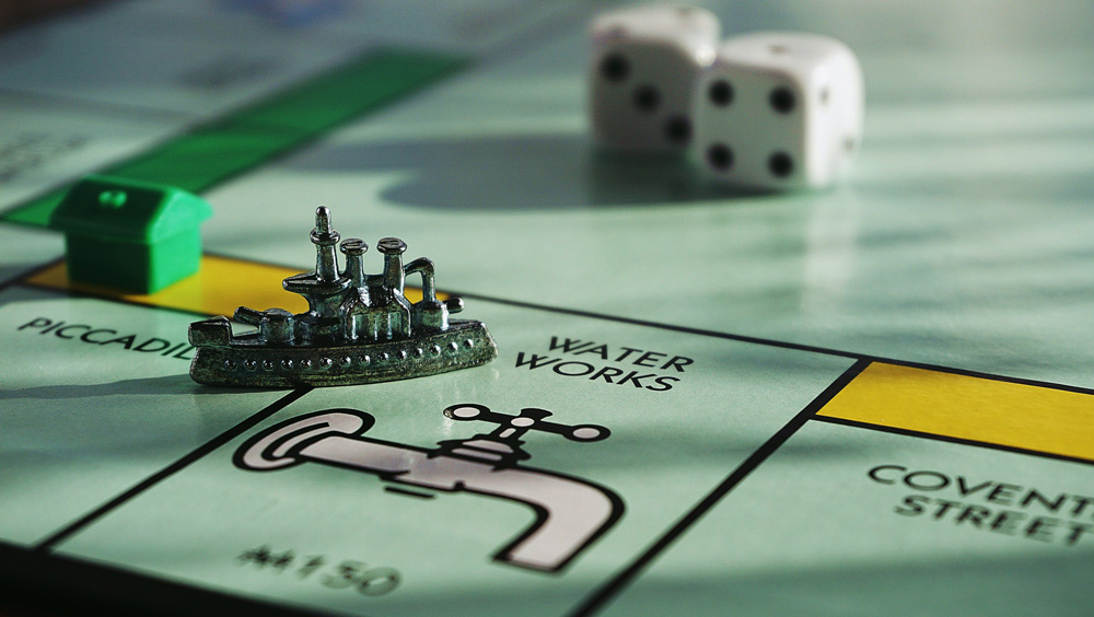 Close-up shot of Monopoly board.