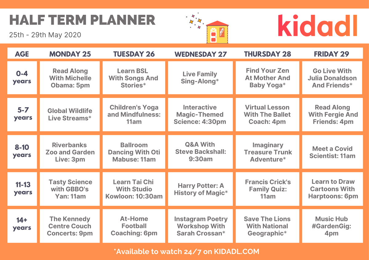 Half term planner.