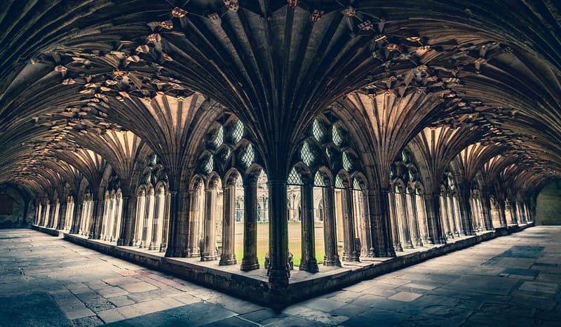 A walkway inside Canterbury Cathedral.