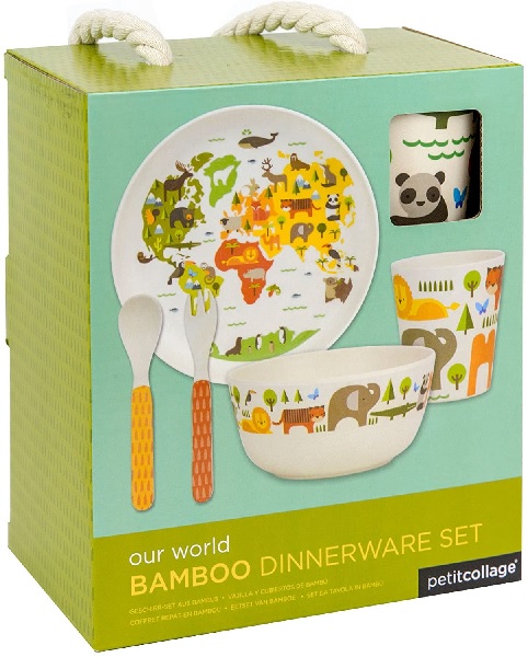 Petit Collage Bamboo Dinnerware Set, World.