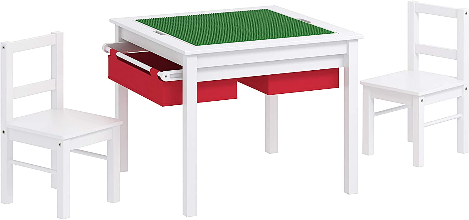 UTEX EX Two-In-One Kids Multi-Activity Table And Two Chairs Set With Storage.