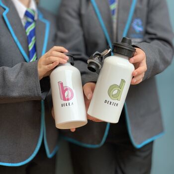 3D Cartoon Sketch Initial Water Bottle By Hendog Designs.