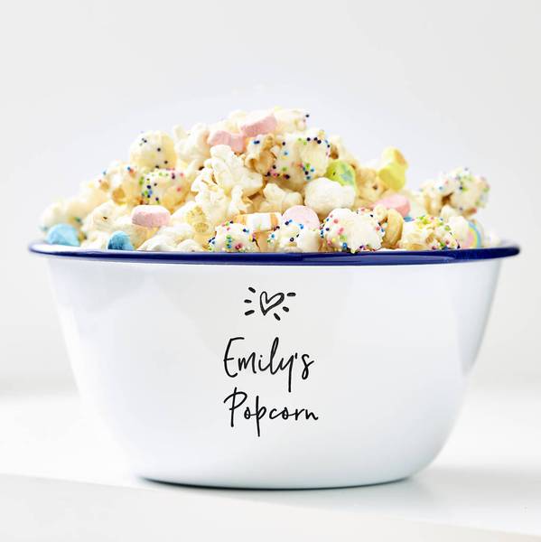 Children's Personalised Popcorn Bowl By Sophie Victoria Joy.