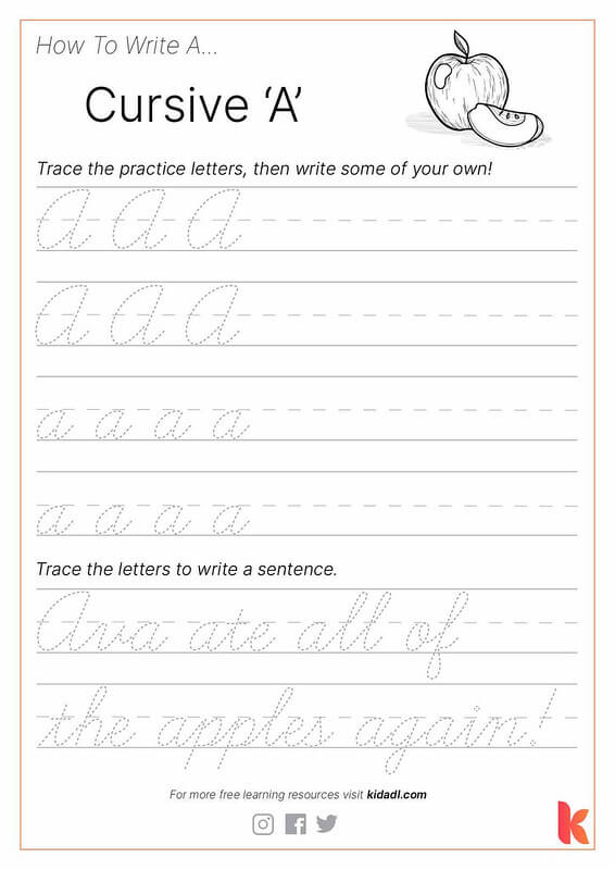 Cursive A Worksheet.