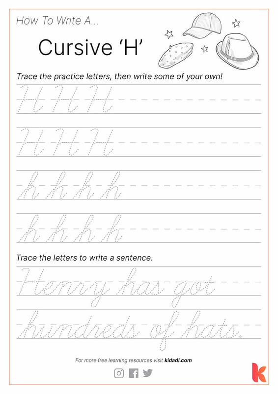 Cursive H Worksheet.