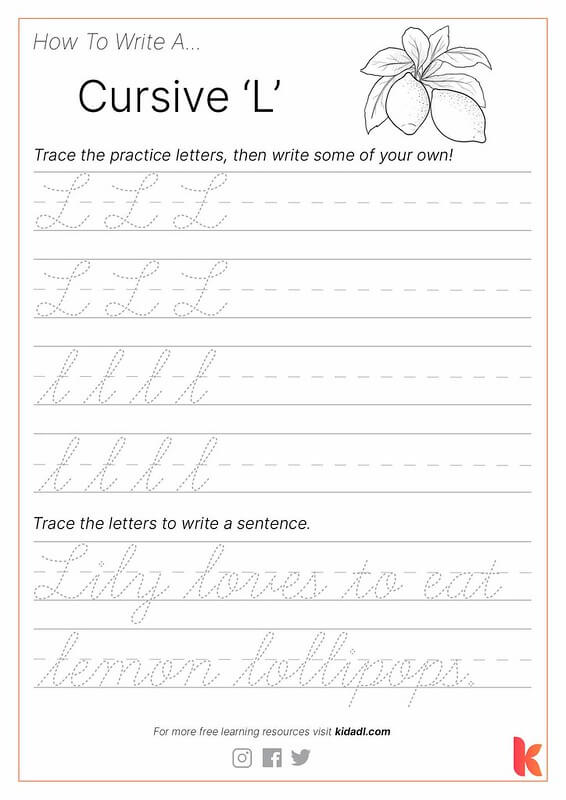Cursive L Worksheet.