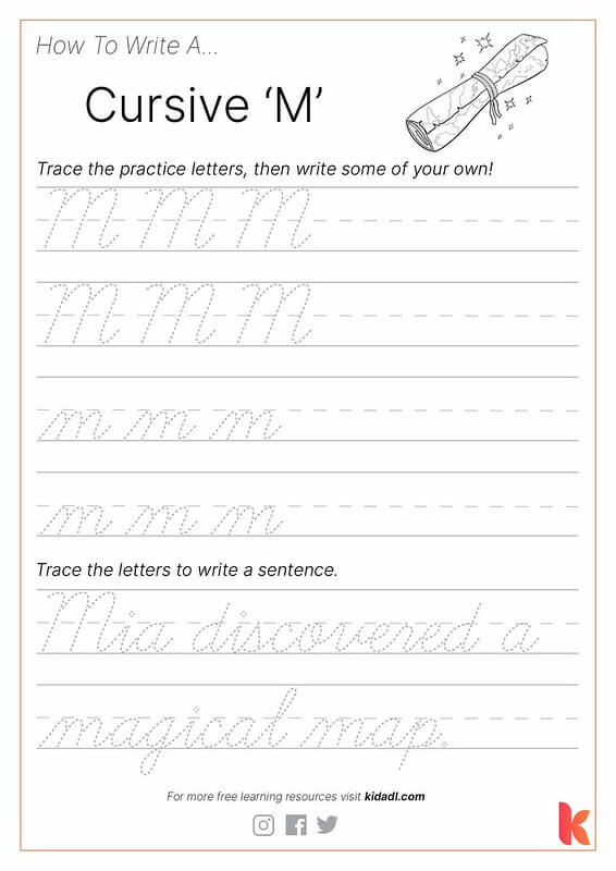 Cursive M Worksheet.