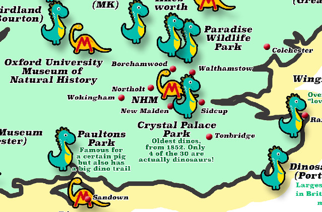 Closeup of Dinosaur map