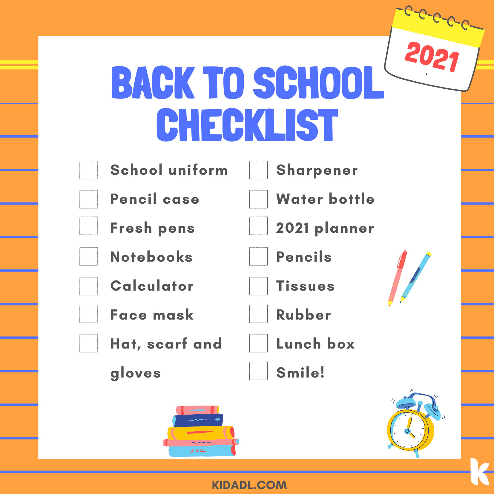 Read this back to School Bingo checklist to prepare for school.g