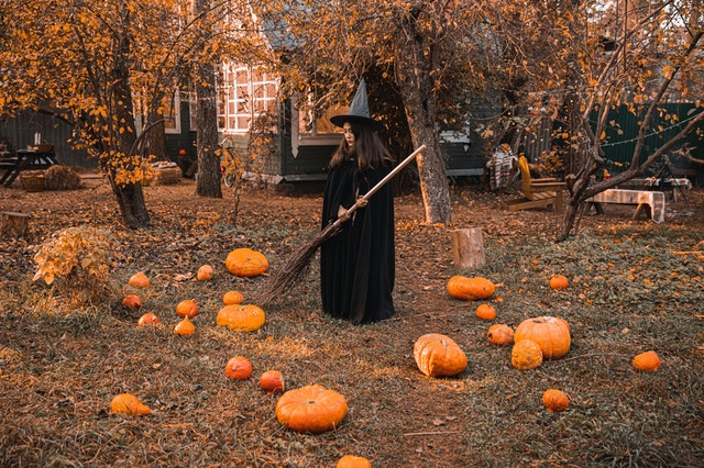Witch expressions are often scary and they are thought to wear a cloak with a pointed hat.