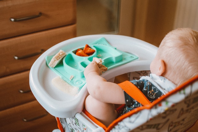 At 7 months your baby may be supplementing their milk with purees, soups, and soft finger foods
