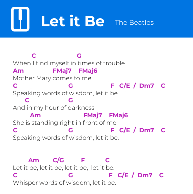 Paroles et Accords Let It Be - The Beatles