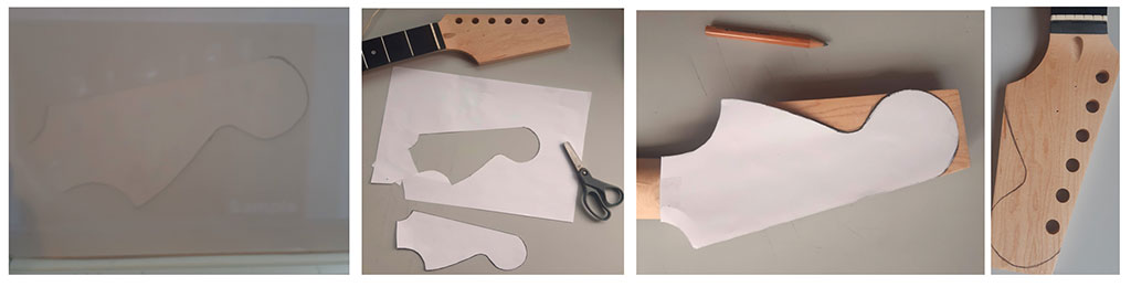 faire un gabarit de tête de stratocaster guitare en kit